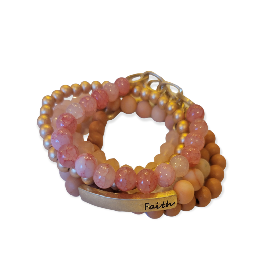 Faith Beaded Charm Bracelet - Cloth and Things